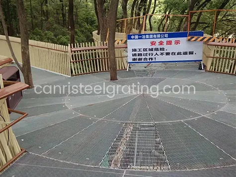 Serrated Steel Grating Used as Walkway in the Park