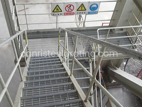 Straight steel stairs used in the power plant